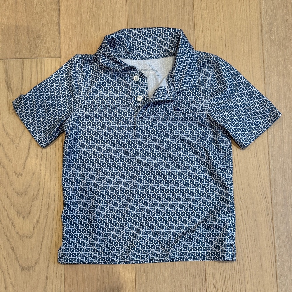 Blue Patterned Kids Polo Shirt